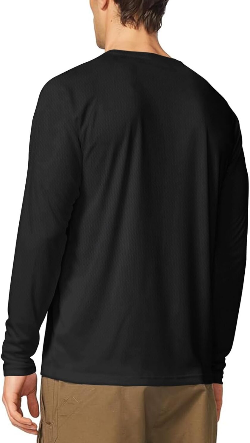 Men's UPF 50+ Long Sleeve Tee Shirts UV Sun Protection Quick Dry Tee Shirt Swim Athletic Running Workout - Image 2