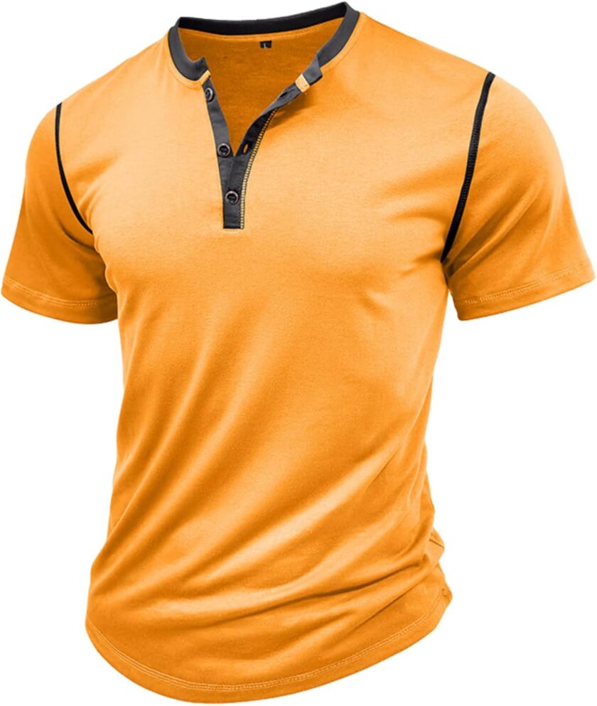 Men's Henley Shirts Classic Casual Basic Tee Shirts Short Sleeve Cotton Summer Button T Shirts - Image 2