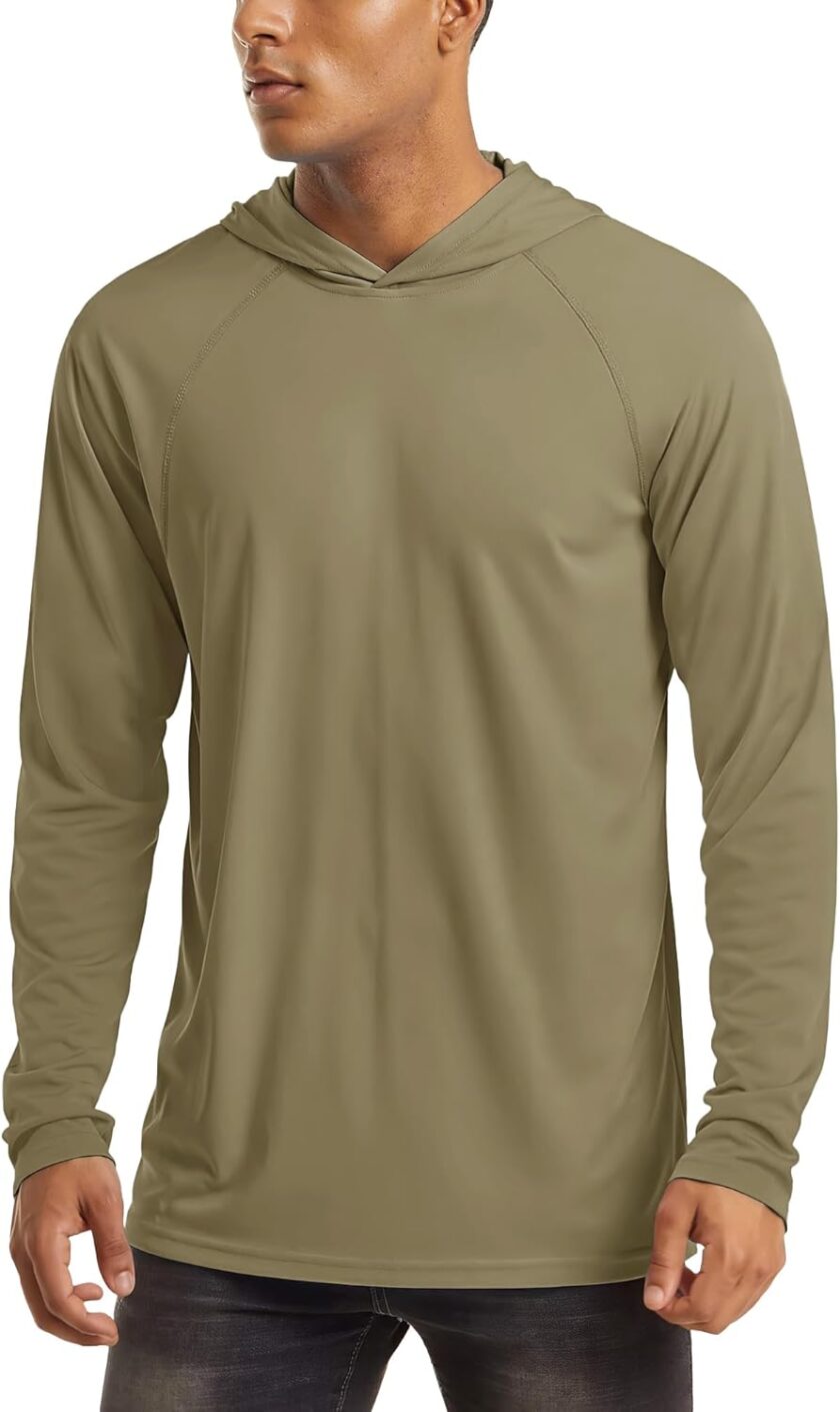 Men's Hooded UPF 50+ Sun Protection T Shirts Long Sleeve Athletic Fishing Shirts Rash s