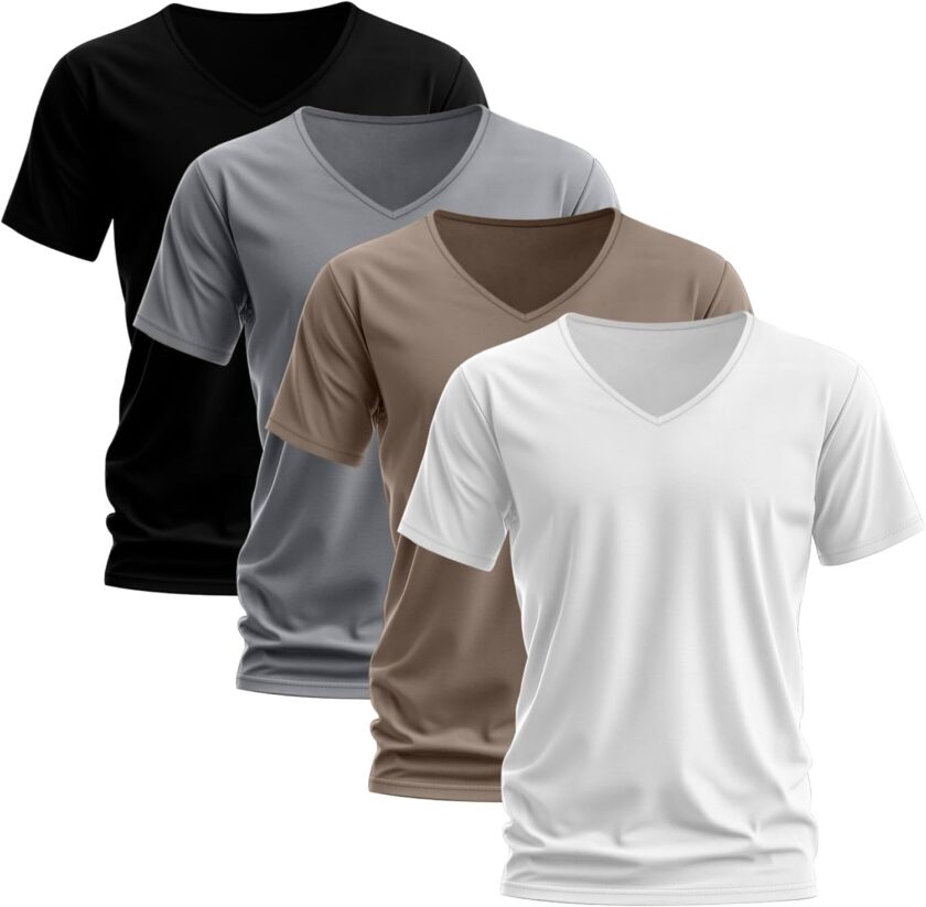 4 Pack Men's Cotton Shirts M-7XL Regular and Big and Tall Short Sleeve V Neck Oversized Casual Summer Tee - Image 2