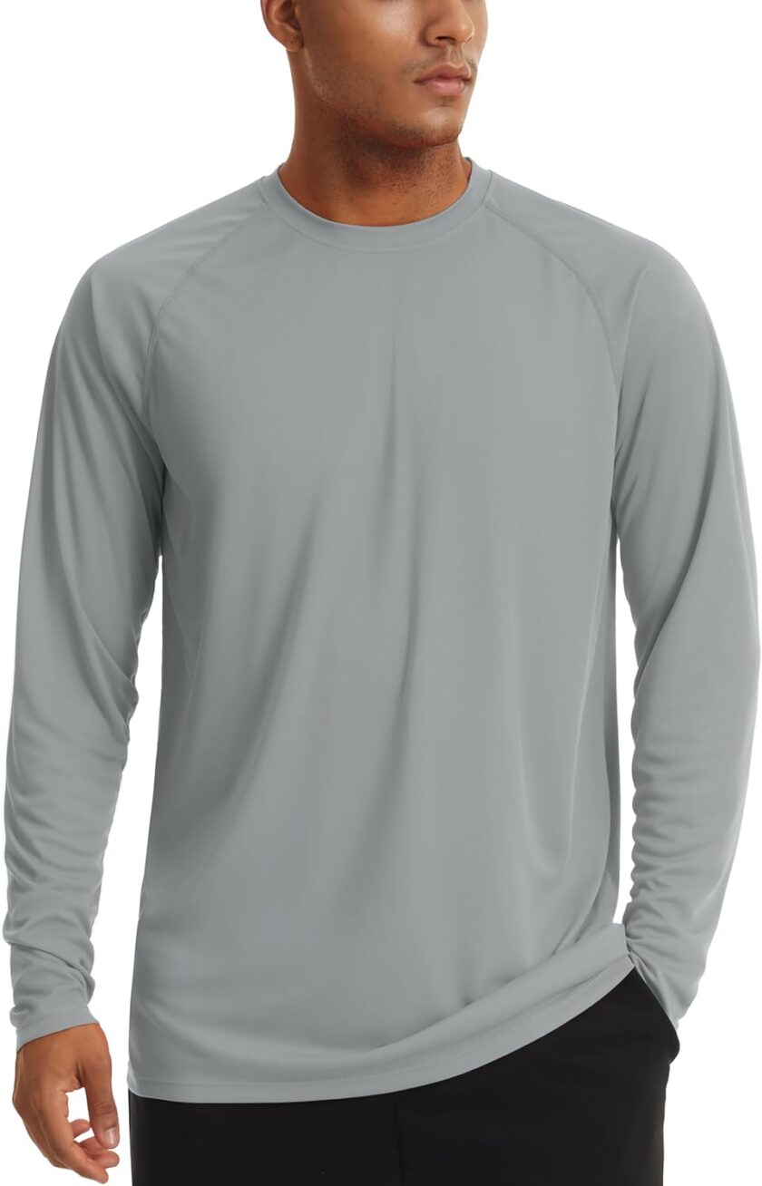 Men's Sun Shirt UPF 50+ Long Sleeve UV Protection Lightweight Rash  Swim Shirt Quick Dry Fishing T-Shirt