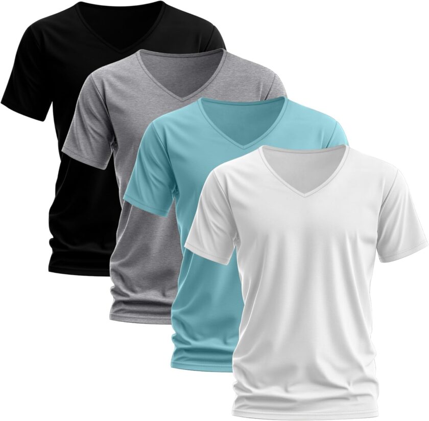 4 Pack Men's Cotton Shirts M-7XL Regular and Big and Tall Short Sleeve V Neck Oversized Casual Summer Tee - Image 2