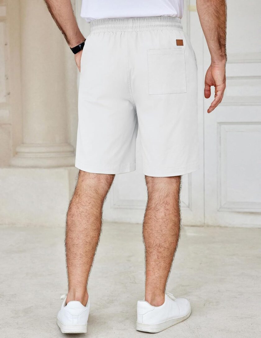 Men's Casual Shorts Cotton Elastic Waist Drawstring Shorts Lightweight Summer Beach Shorts - Image 2