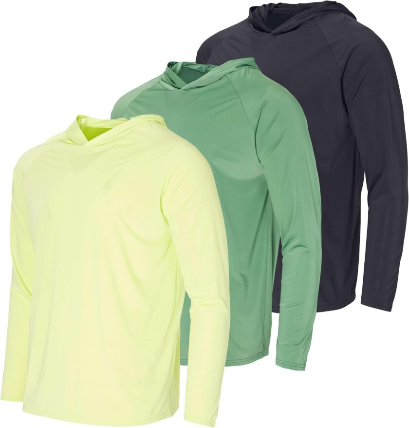 3 Pack: Men's Rash  Hoodie Sweatshirt Sun Protection UPF Fishing Shirt (Available in Big & Tall)