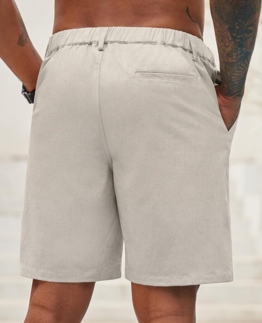 Linen Shorts for Men Casual Shorts with Pockets Drawstring Linen Beach Shorts Summer Shorts Big Cotton Shorts - Image 2
