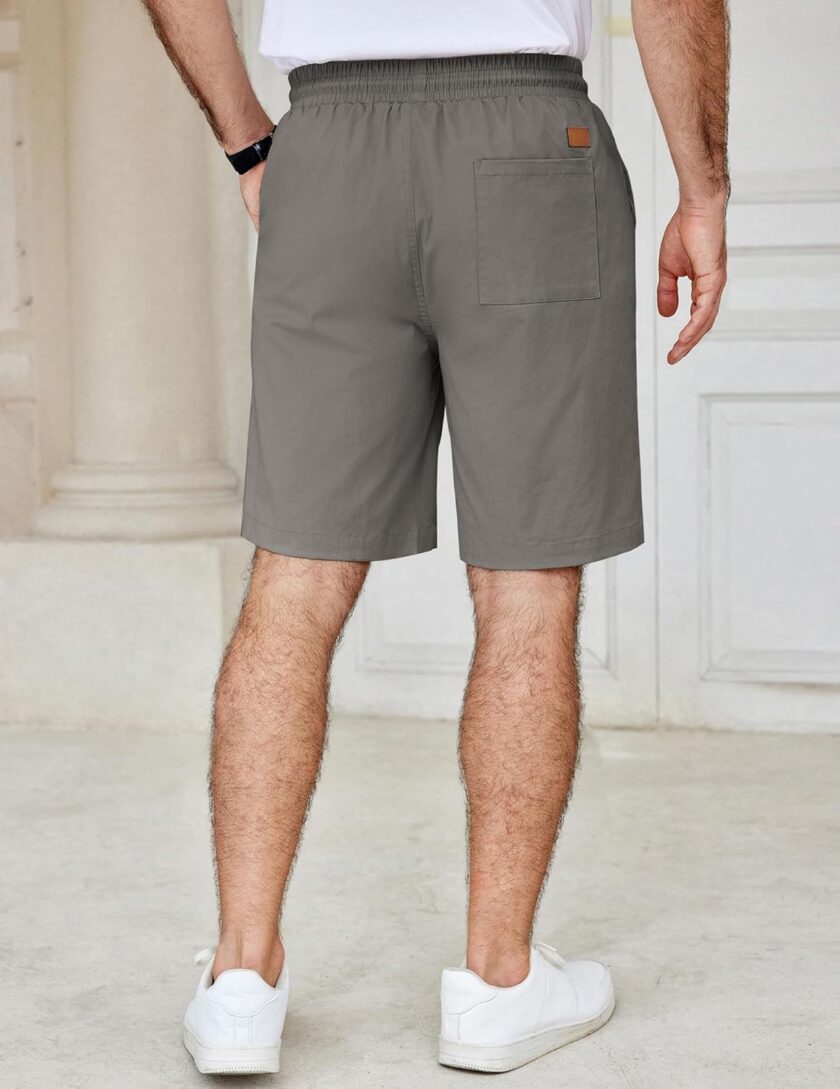 Men's Casual Shorts Cotton Elastic Waist Drawstring Shorts Lightweight Summer Beach Shorts - Image 2