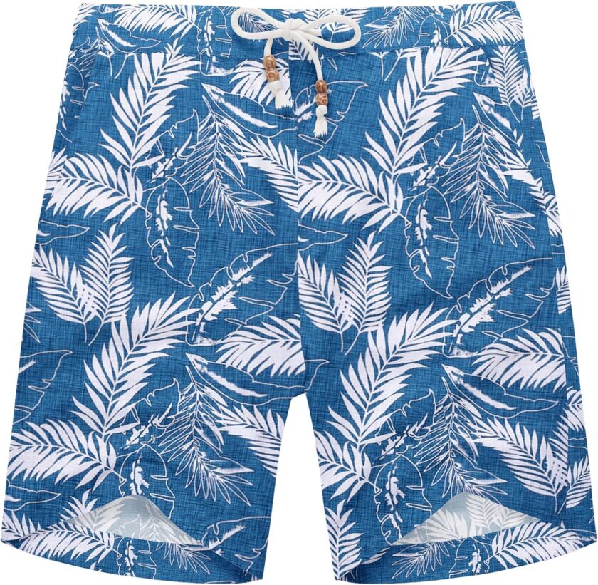 Men's Linen Shorts Casual Elastic Waist Drawstring Summer Beach Shorts - Image 2
