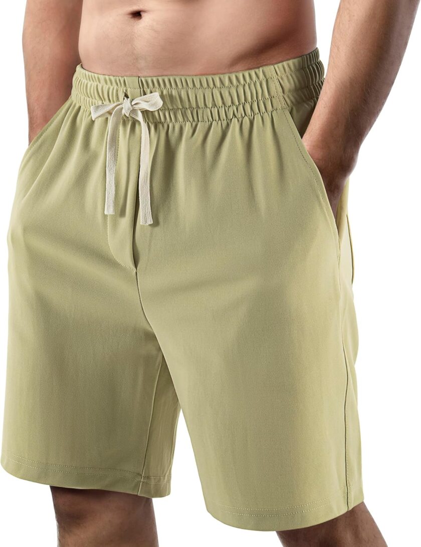 Men's Casual Shorts Elastic Waist Drawstring Lightweight Outdoor Summer Beach Shorts with Pockets Hiking Shorts