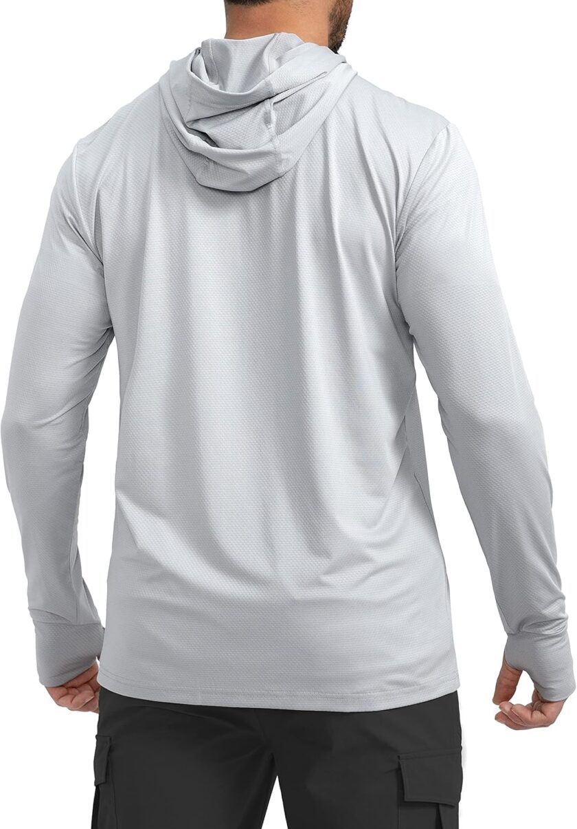 Men's UPF 50+ Light Jacket Full Zip Sun Protection Hoodie Long Sleeve Sun Shirts for Men Hiking Fishing Zip Pockets - Image 2